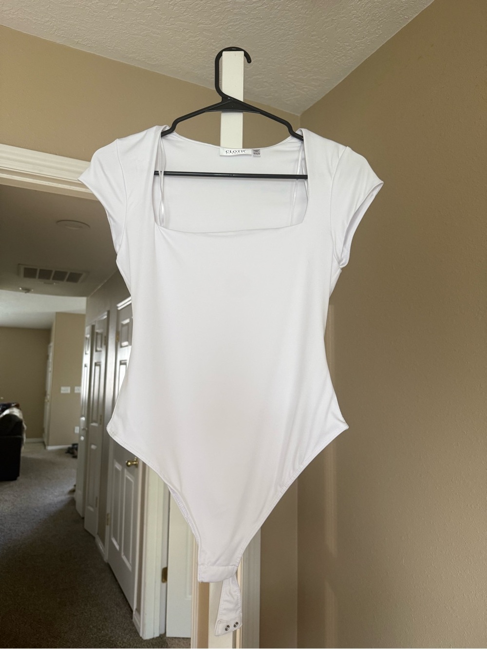 White Square Neck Bodysuit